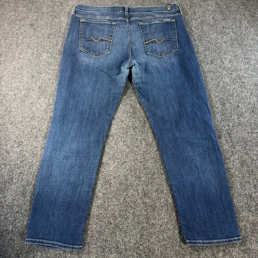7 For All Mankind Josefina Skinny Boyfriend Distressed Jeans Size 32 Medium Wash